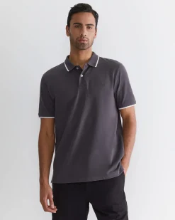Discount Sportscraft SC Tipped Pique Polo in Charcoal