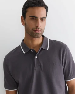 Discount Sportscraft SC Tipped Pique Polo in Charcoal
