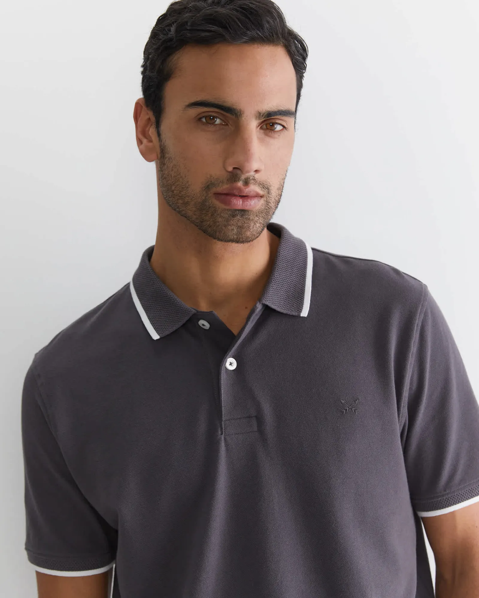 Discount Sportscraft SC Tipped Pique Polo in Charcoal