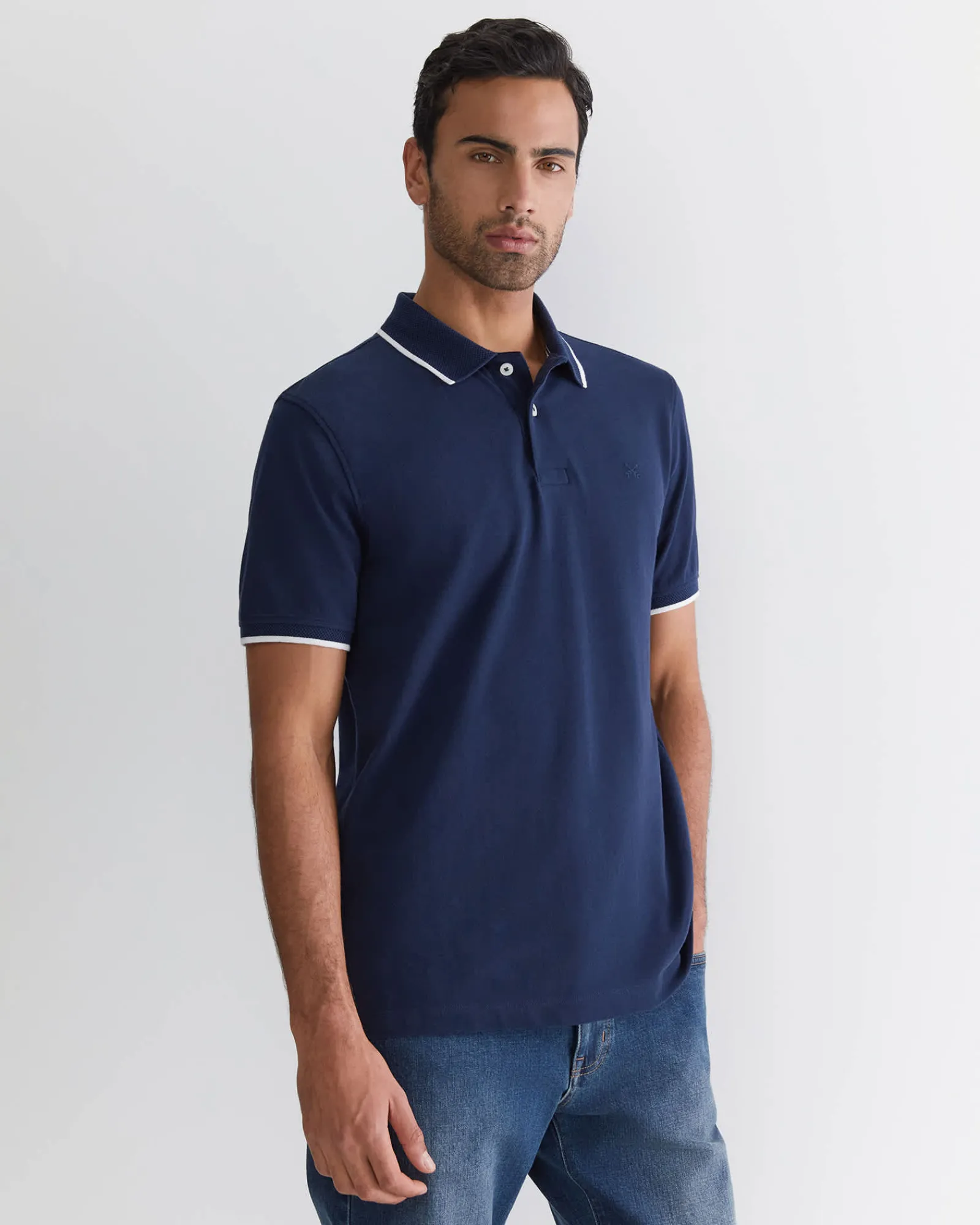 Online Sportscraft SC Tipped Pique Polo in Navy