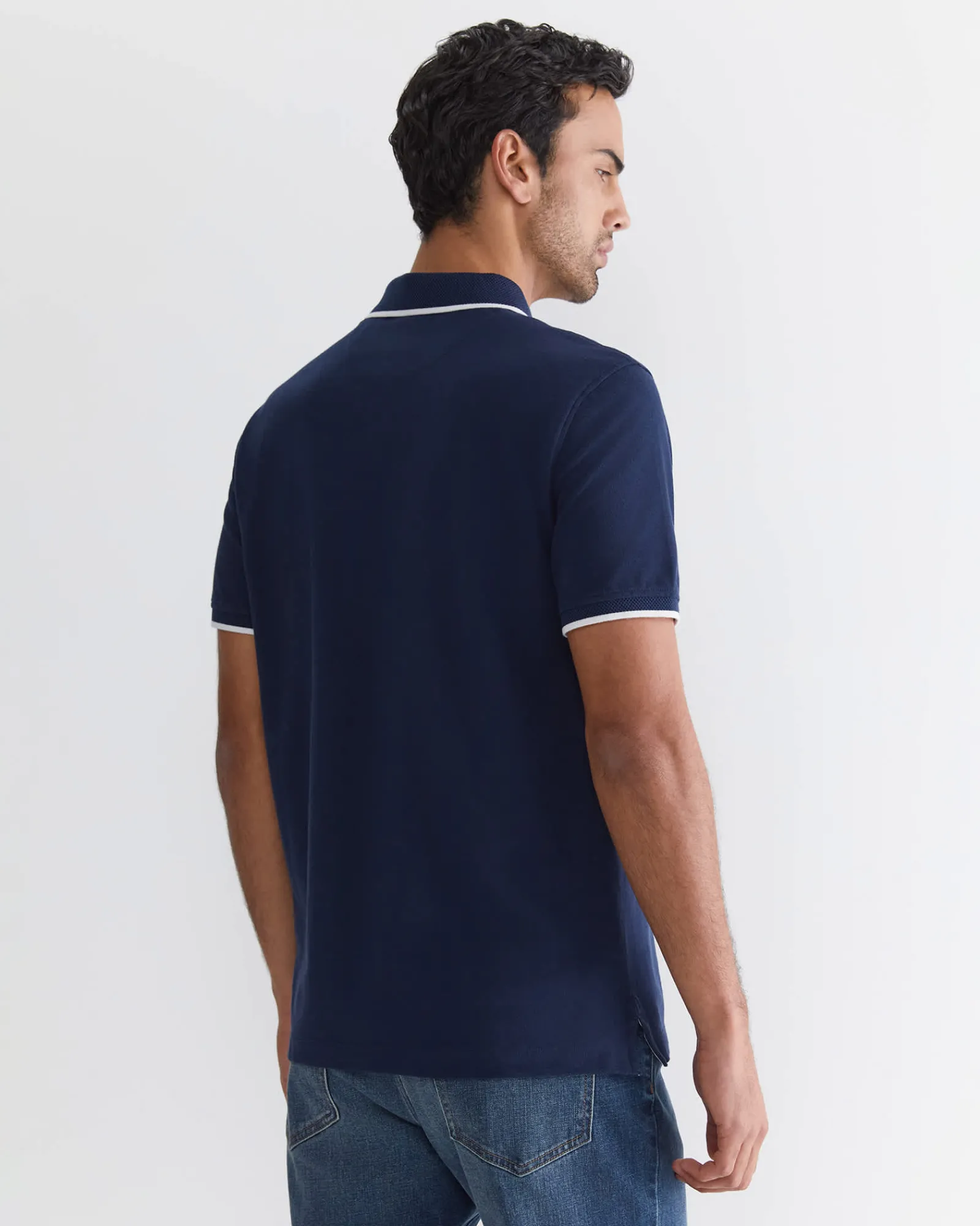 Online Sportscraft SC Tipped Pique Polo in Navy