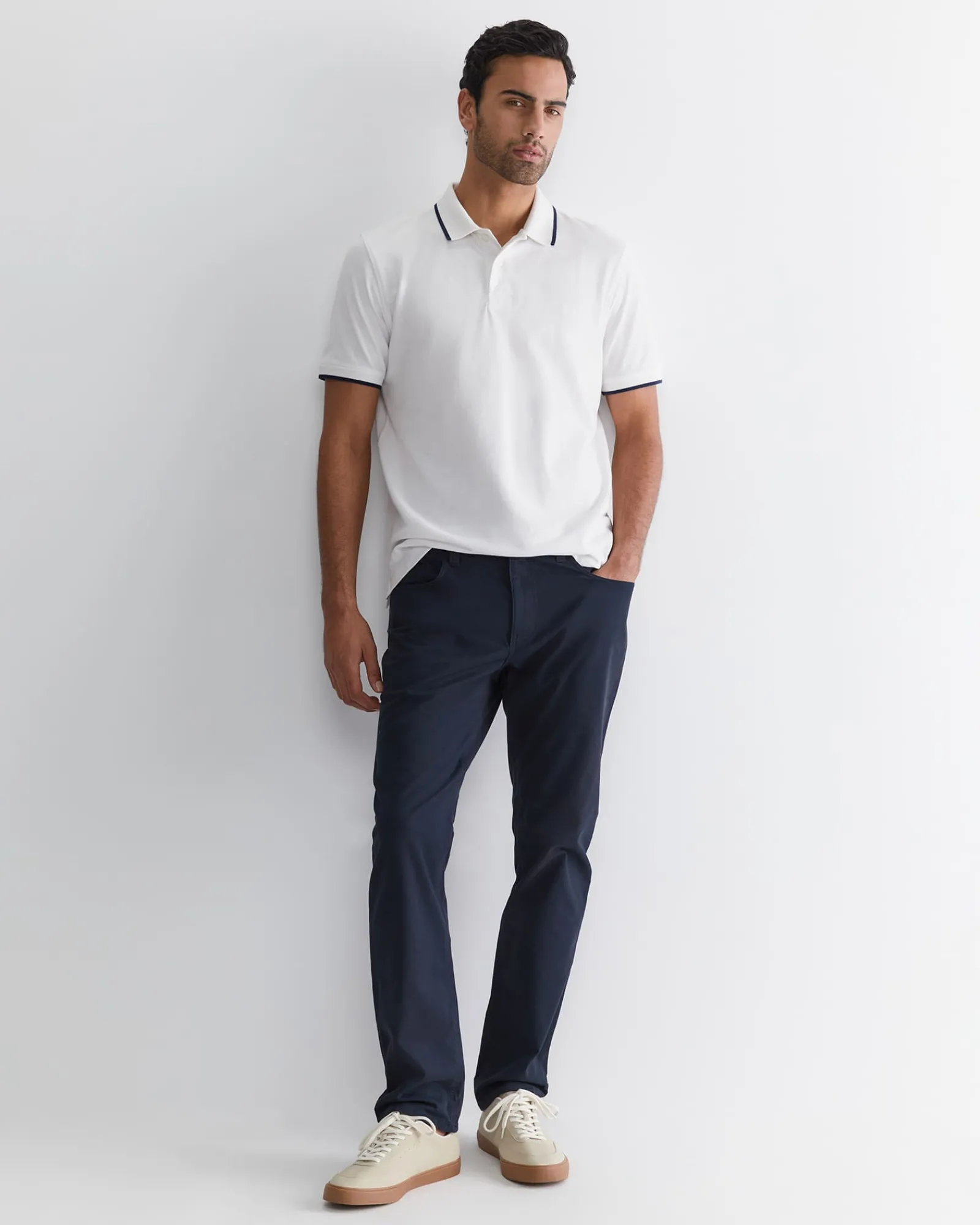 Clearance Sportscraft SC Tipped Pique Polo in White