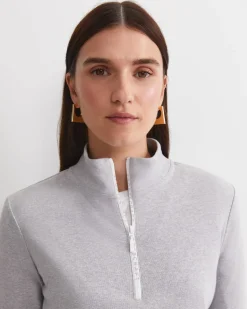 Best Sportscraft SC Zip Funnel Neck Top in Grey Melange GreyMelange
