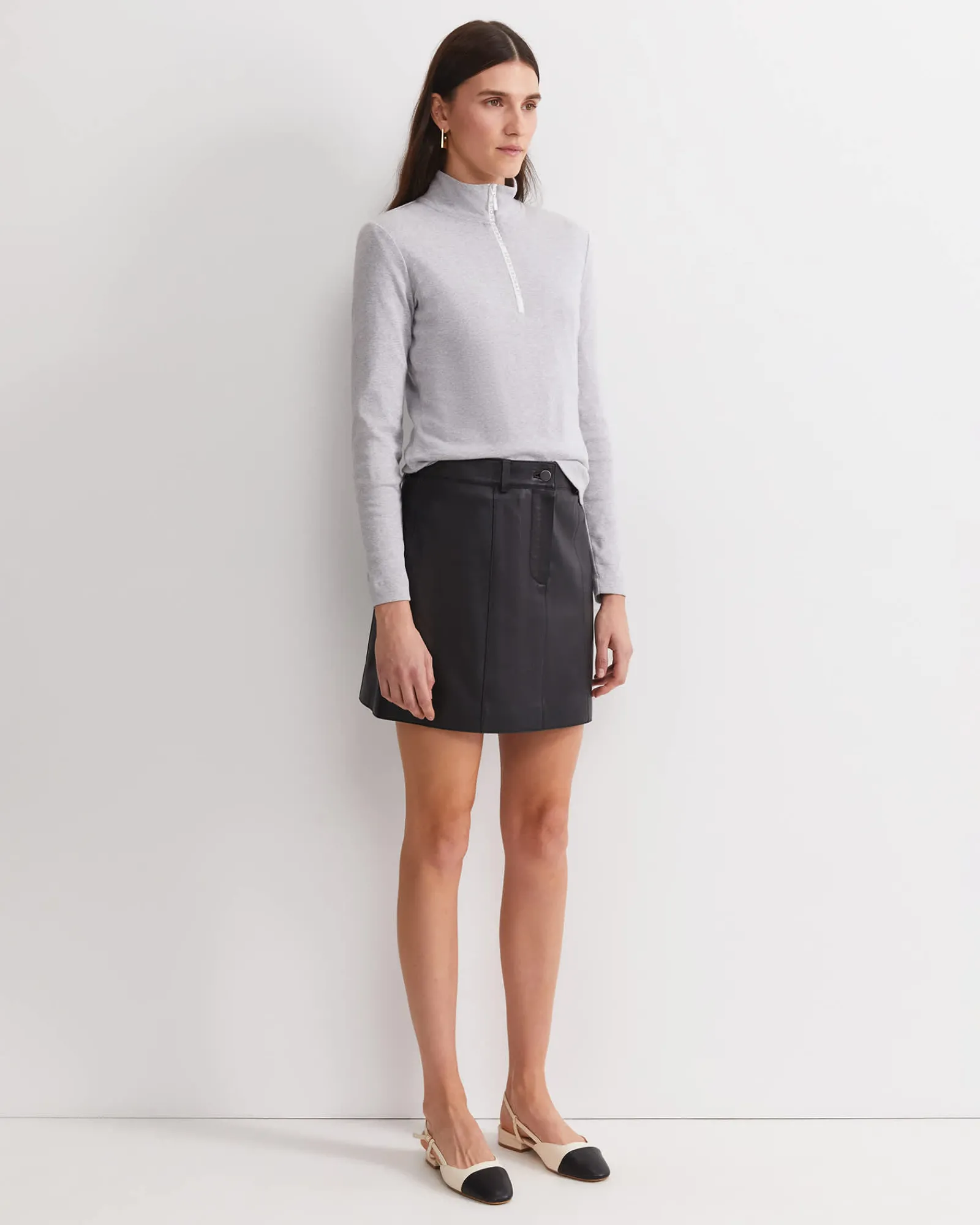 Best Sportscraft SC Zip Funnel Neck Top in Grey Melange GreyMelange