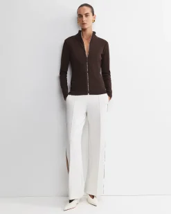 Best Sportscraft SC Zip Thru Funnel Neck Top in Chocolate