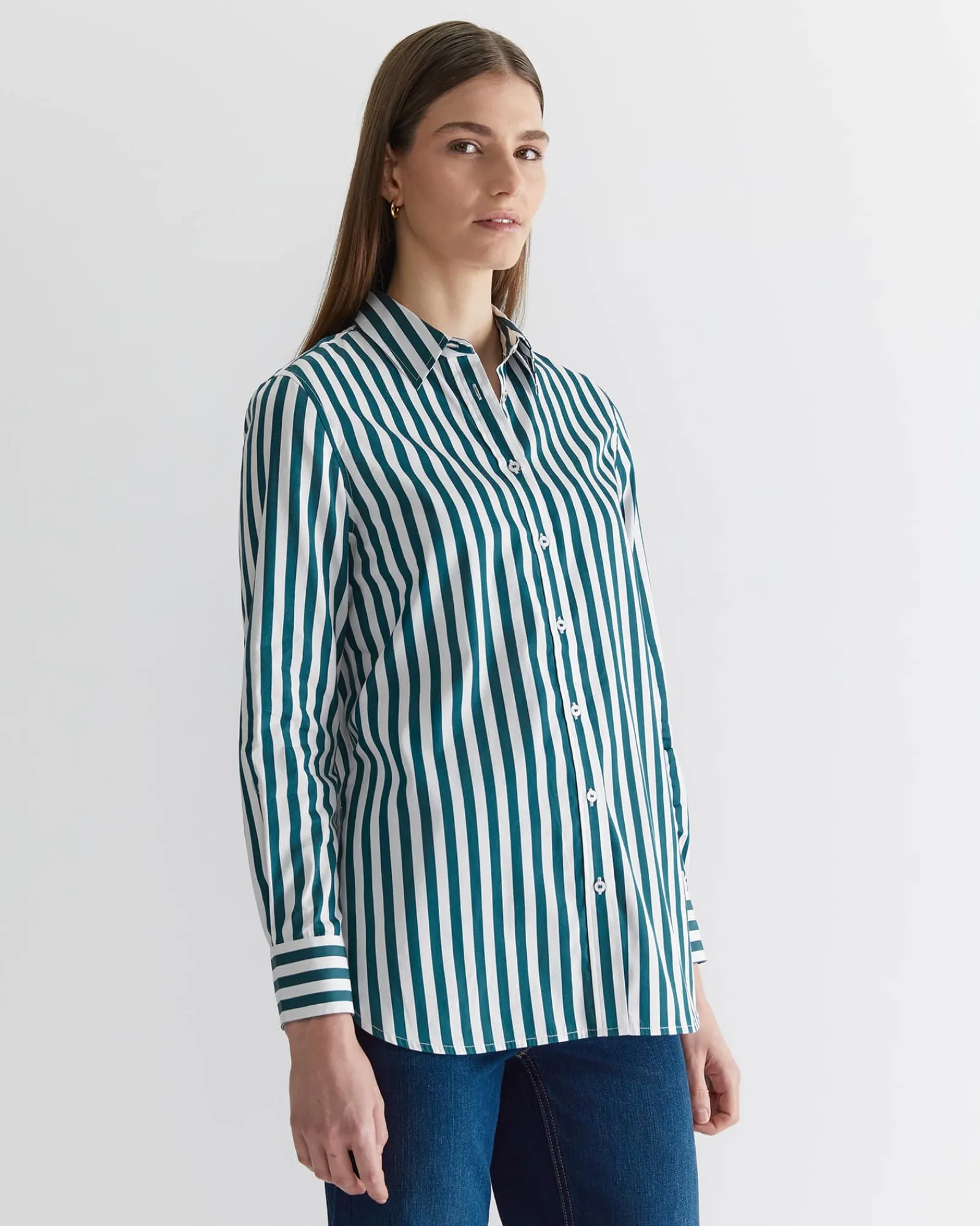Hot Sportscraft Serena Stripe Shirt in Whitegreen White/green