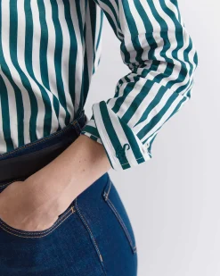Hot Sportscraft Serena Stripe Shirt in Whitegreen White/green