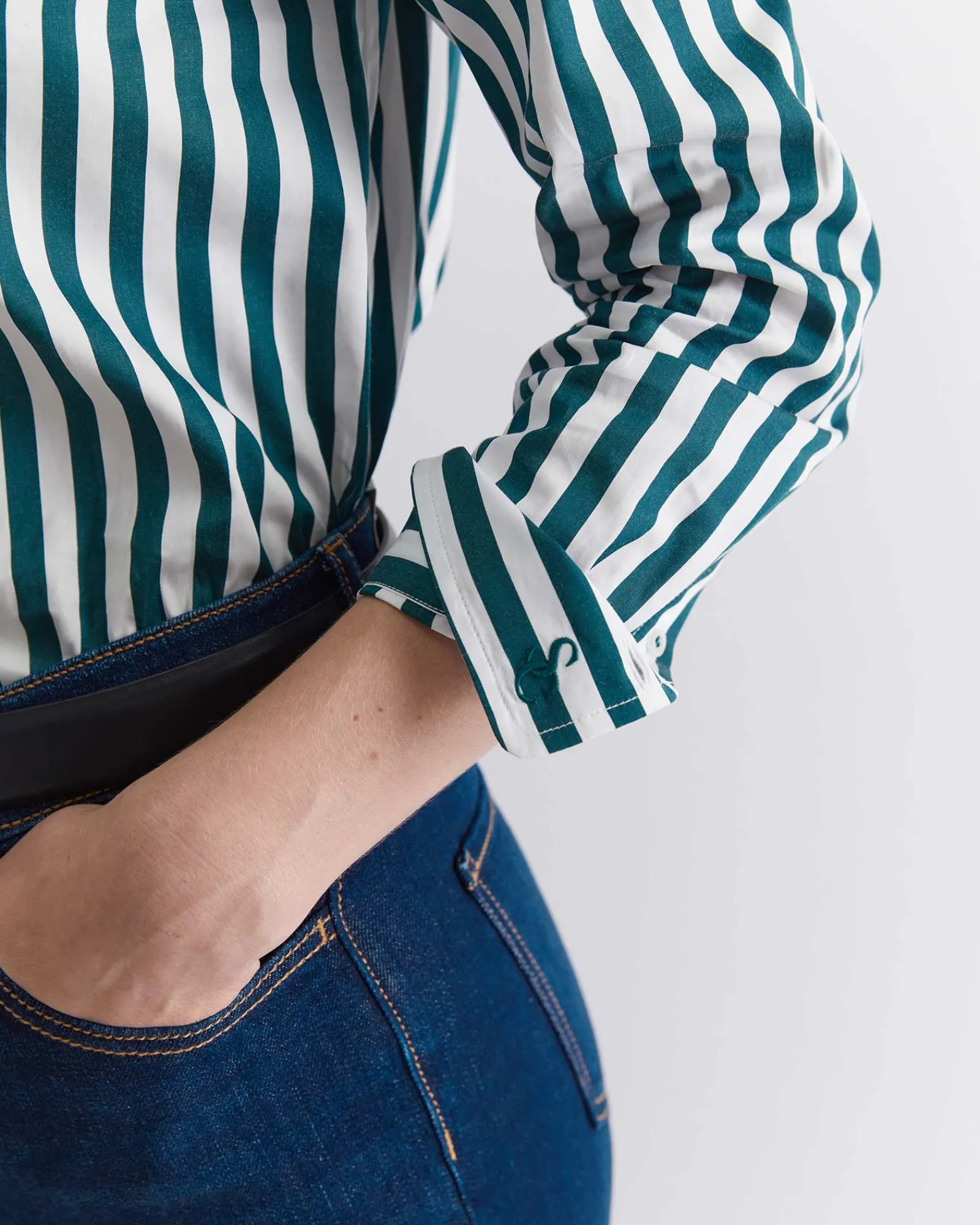 Hot Sportscraft Serena Stripe Shirt in Whitegreen White/green