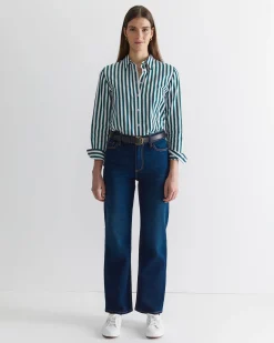 Hot Sportscraft Serena Stripe Shirt in Whitegreen White/green