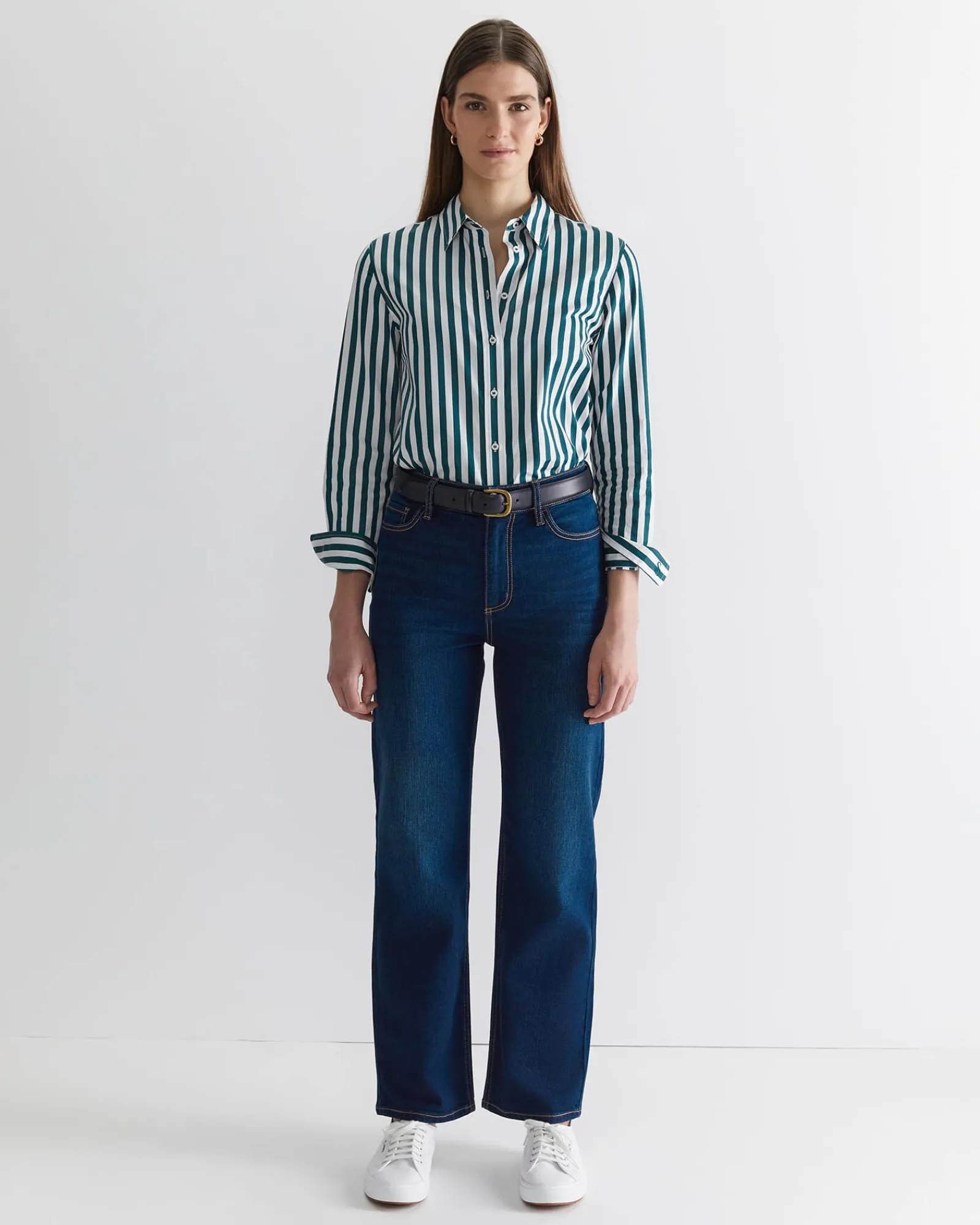 Hot Sportscraft Serena Stripe Shirt in Whitegreen White/green