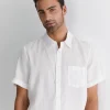 Hot Sportscraft Short Sleeve Linen Shirt in White