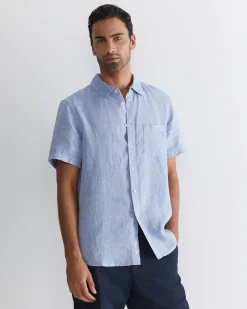 Sale Sportscraft Short Sleeve Linen Shirt in Chambray
