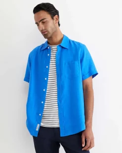 Hot Sportscraft Short Sleeve Linen Shirt in Cobalt
