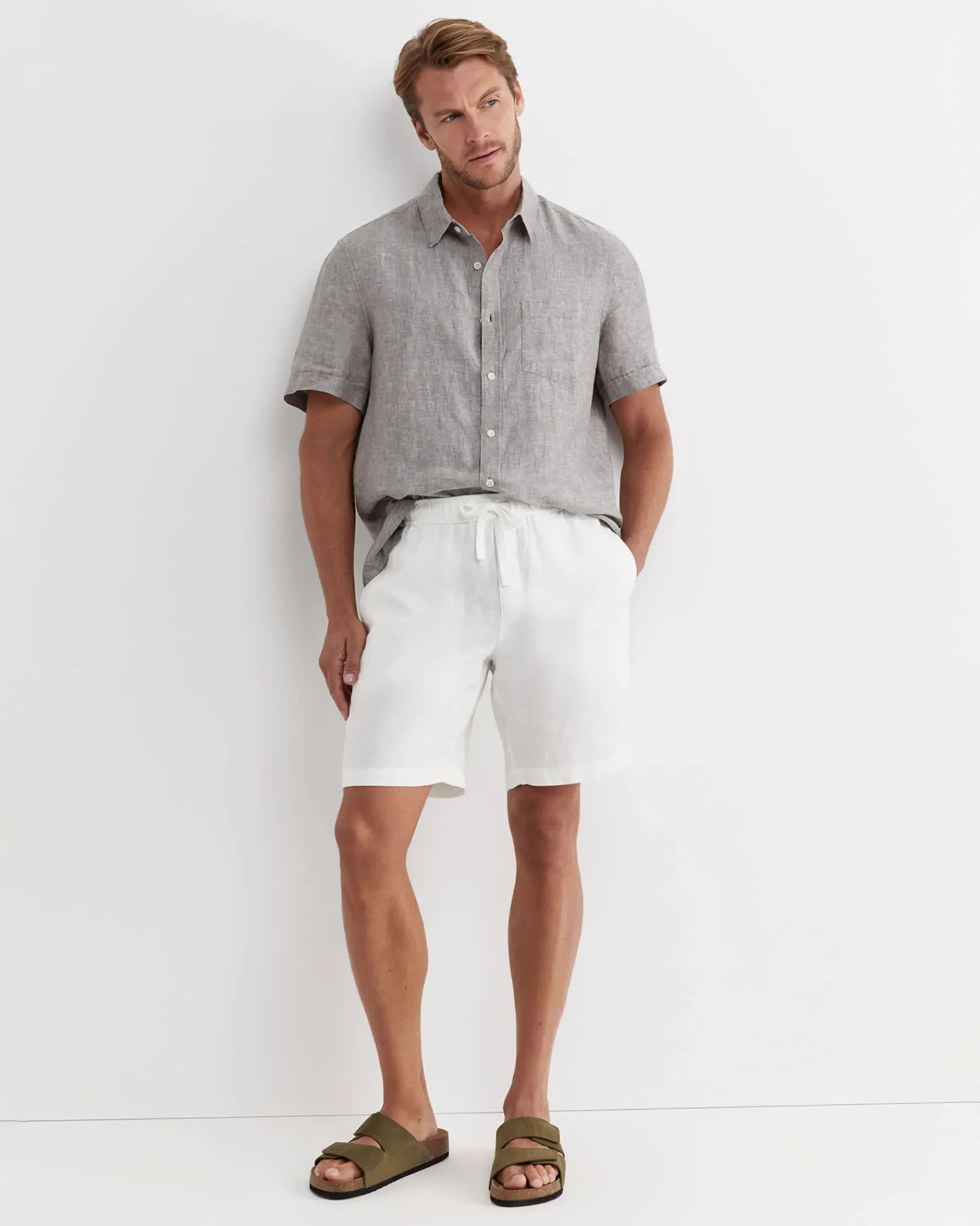 Discount Sportscraft Short Sleeve Linen Shirt in Grey