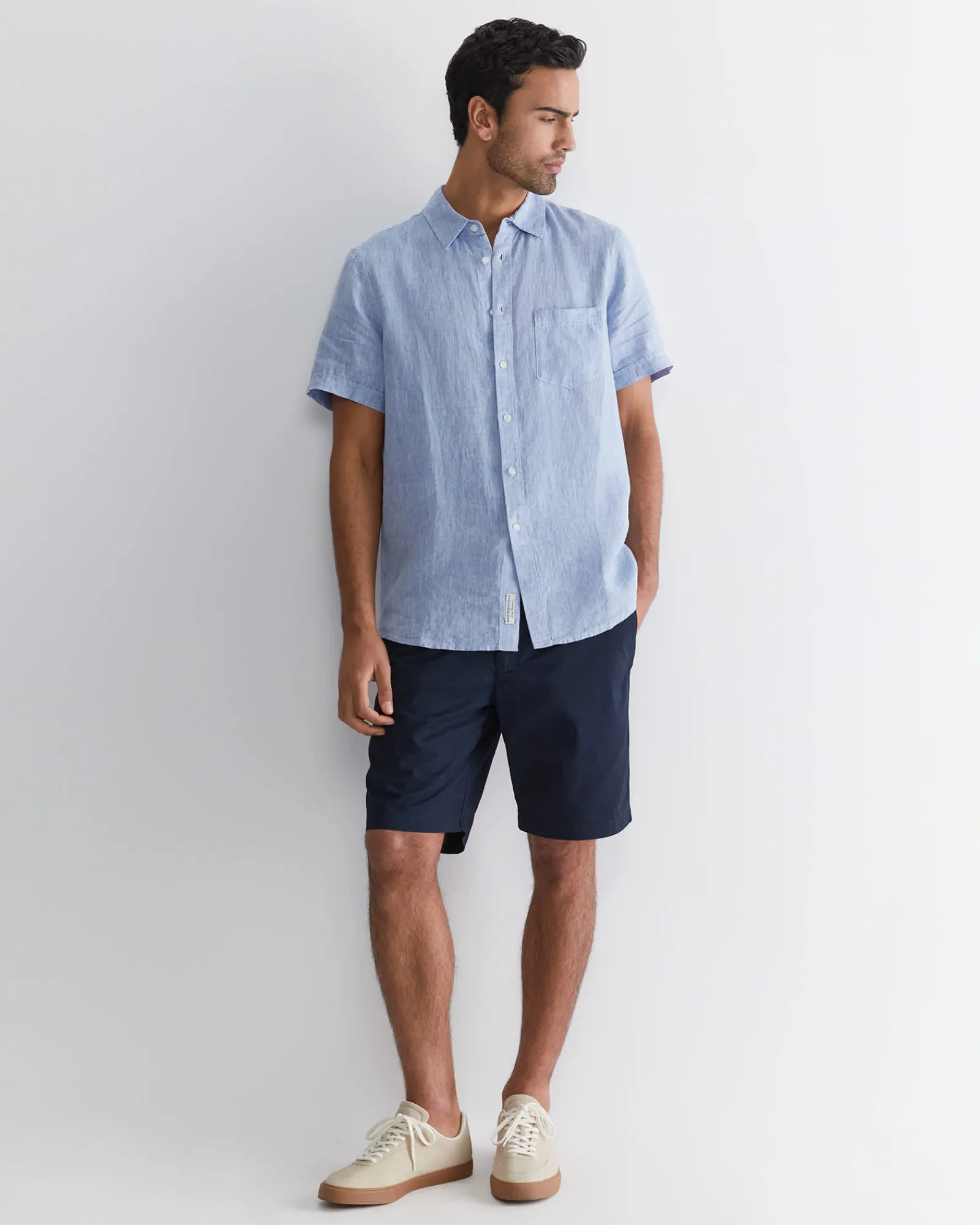 Sale Sportscraft Short Sleeve Linen Shirt in Chambray