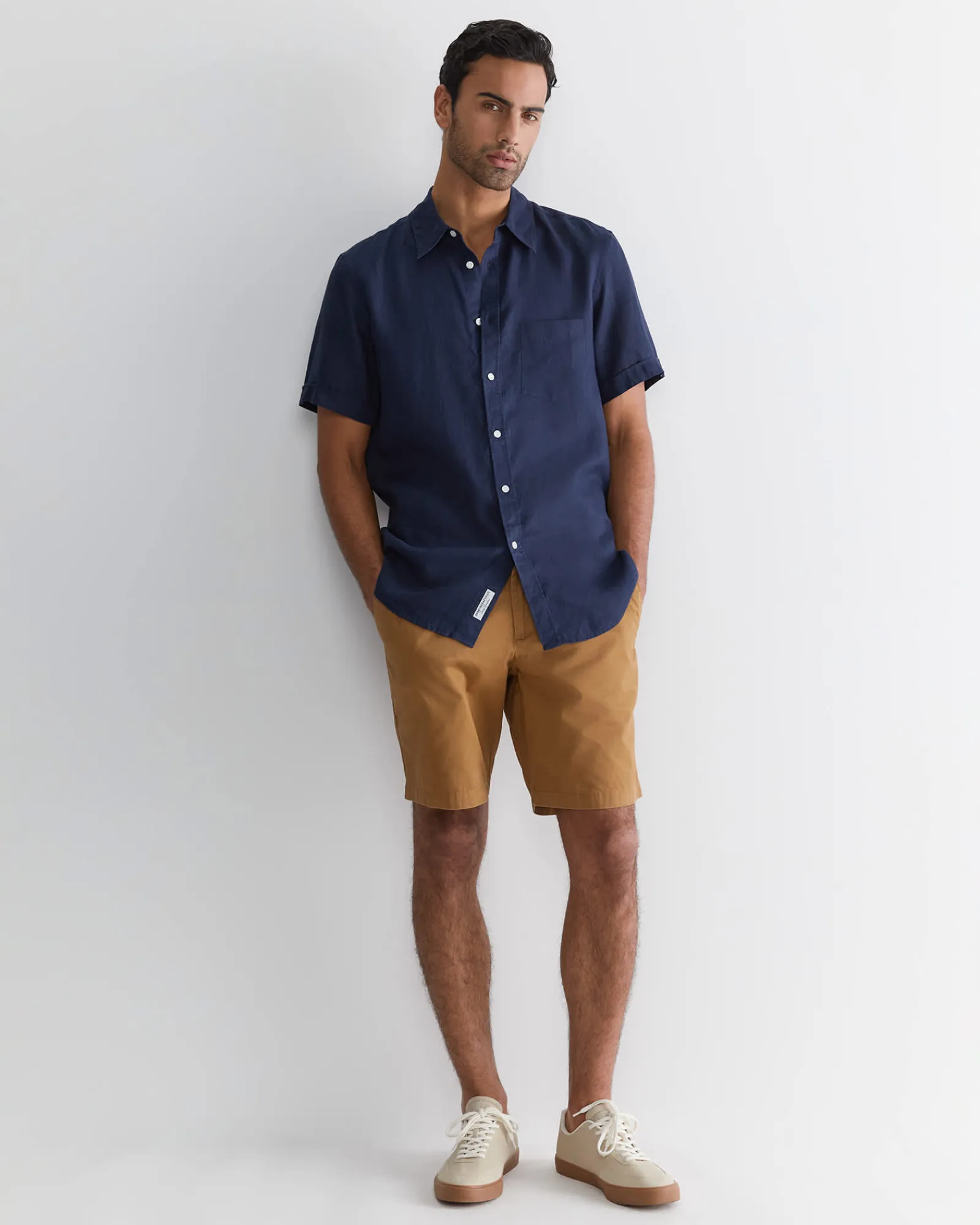 Sale Sportscraft Short Sleeve Linen Shirt in Navy