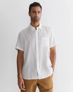 Hot Sportscraft Short Sleeve Linen Shirt in White
