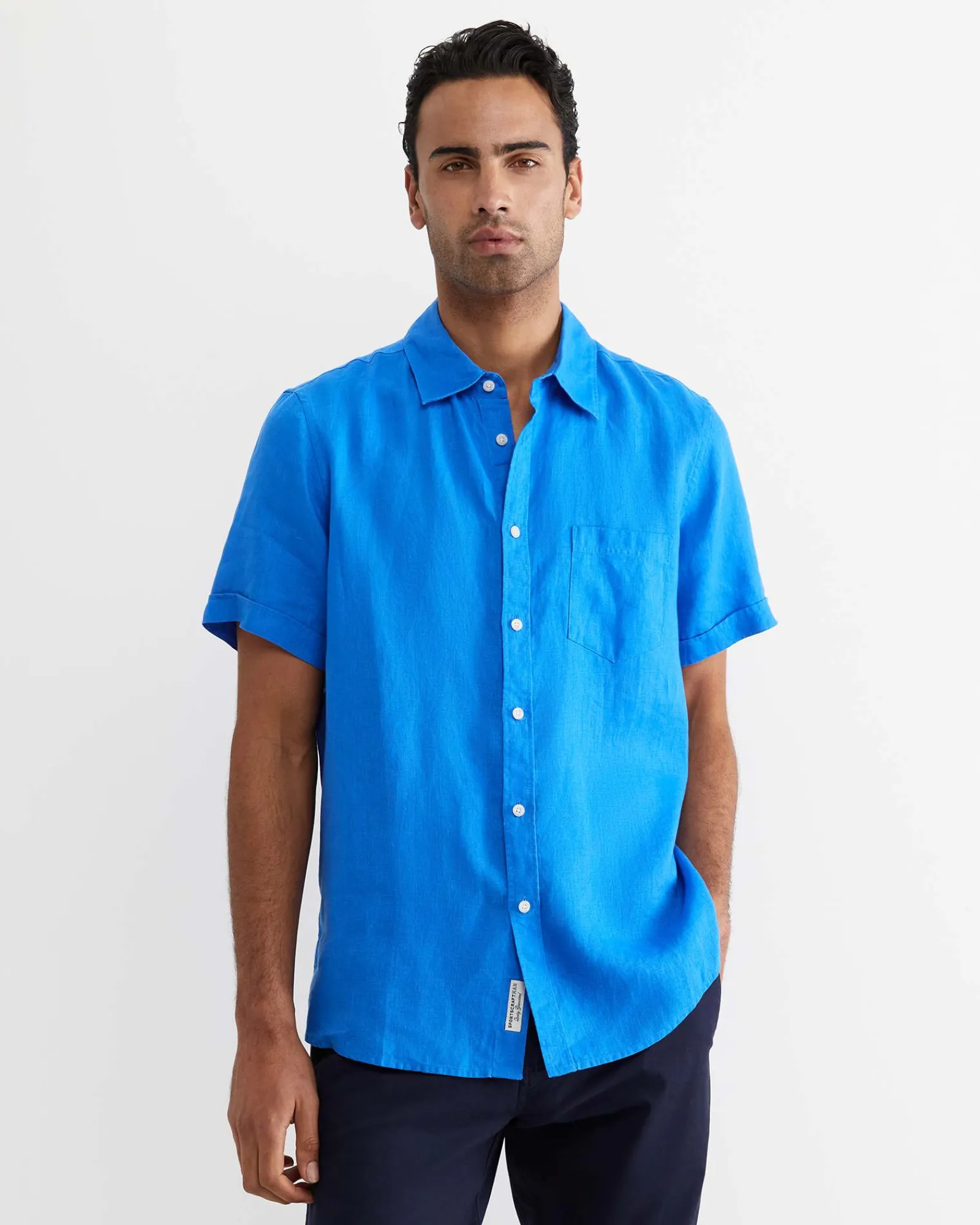 Hot Sportscraft Short Sleeve Linen Shirt in Cobalt