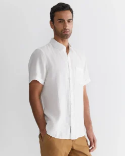 Hot Sportscraft Short Sleeve Linen Shirt in White