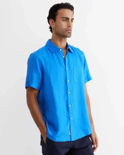 Hot Sportscraft Short Sleeve Linen Shirt in Cobalt