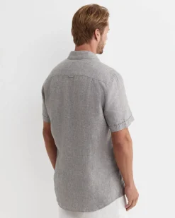 Discount Sportscraft Short Sleeve Linen Shirt in Grey