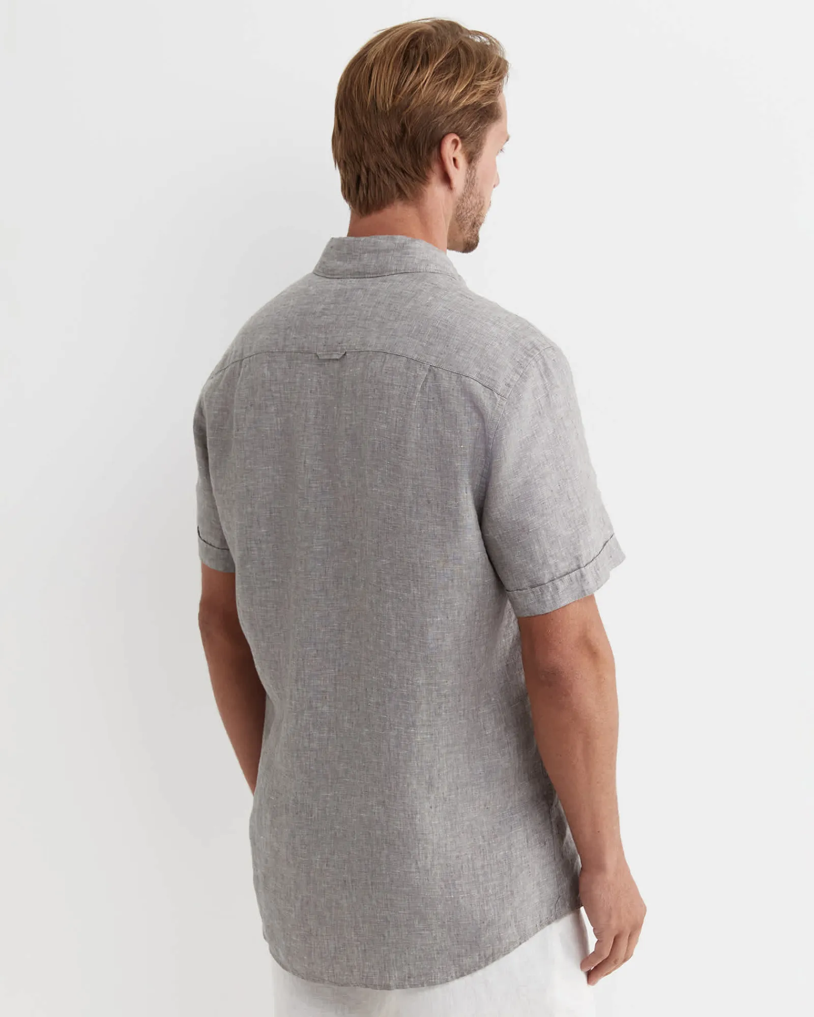 Discount Sportscraft Short Sleeve Linen Shirt in Grey