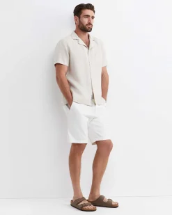 New Sportscraft Short Sleeve Stanton Linen Shirt in Natural