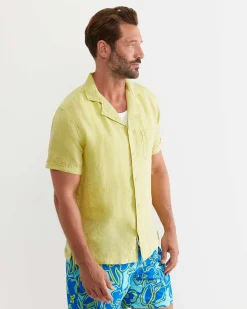Online Sportscraft Short Sleeve Stanton Linen Shirt in Lime
