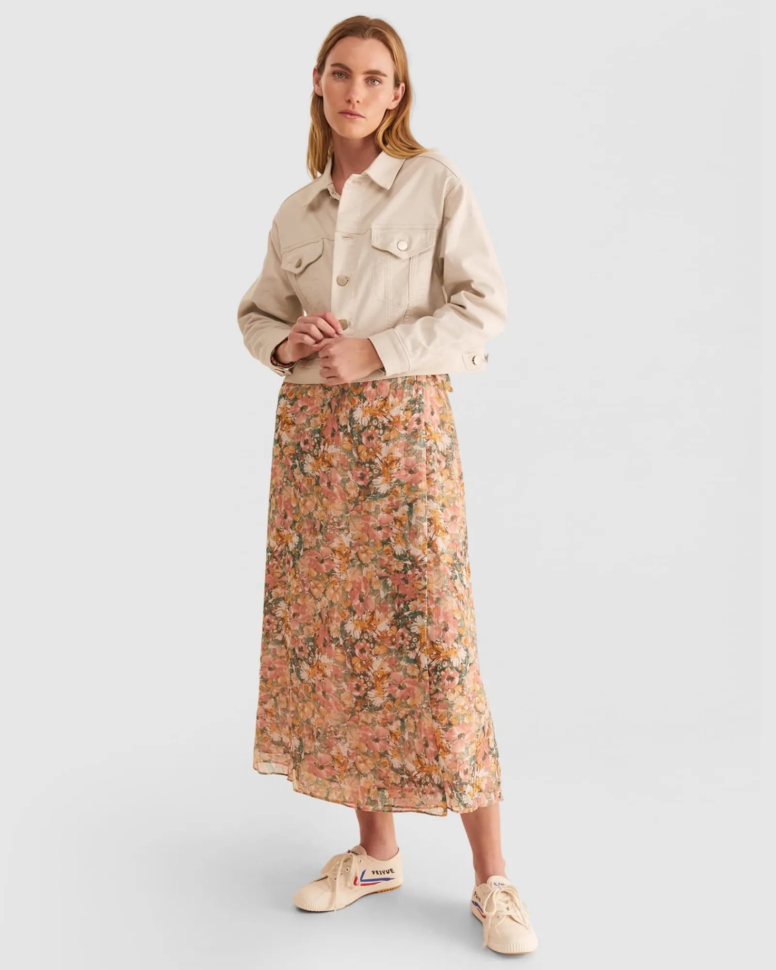 New Sportscraft Siobhan Denim Jacket in Putty