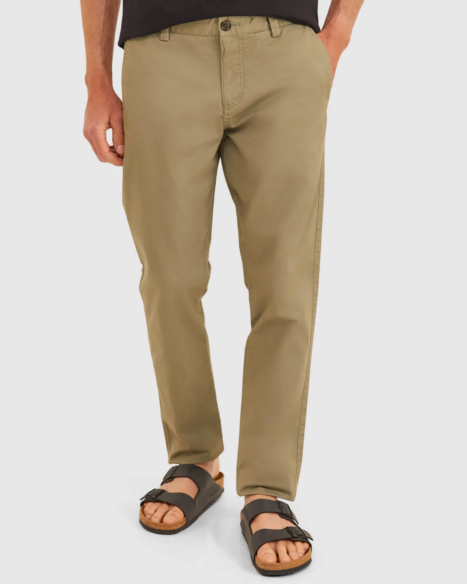 New Sportscraft Smith Tapered Chinos in Olive