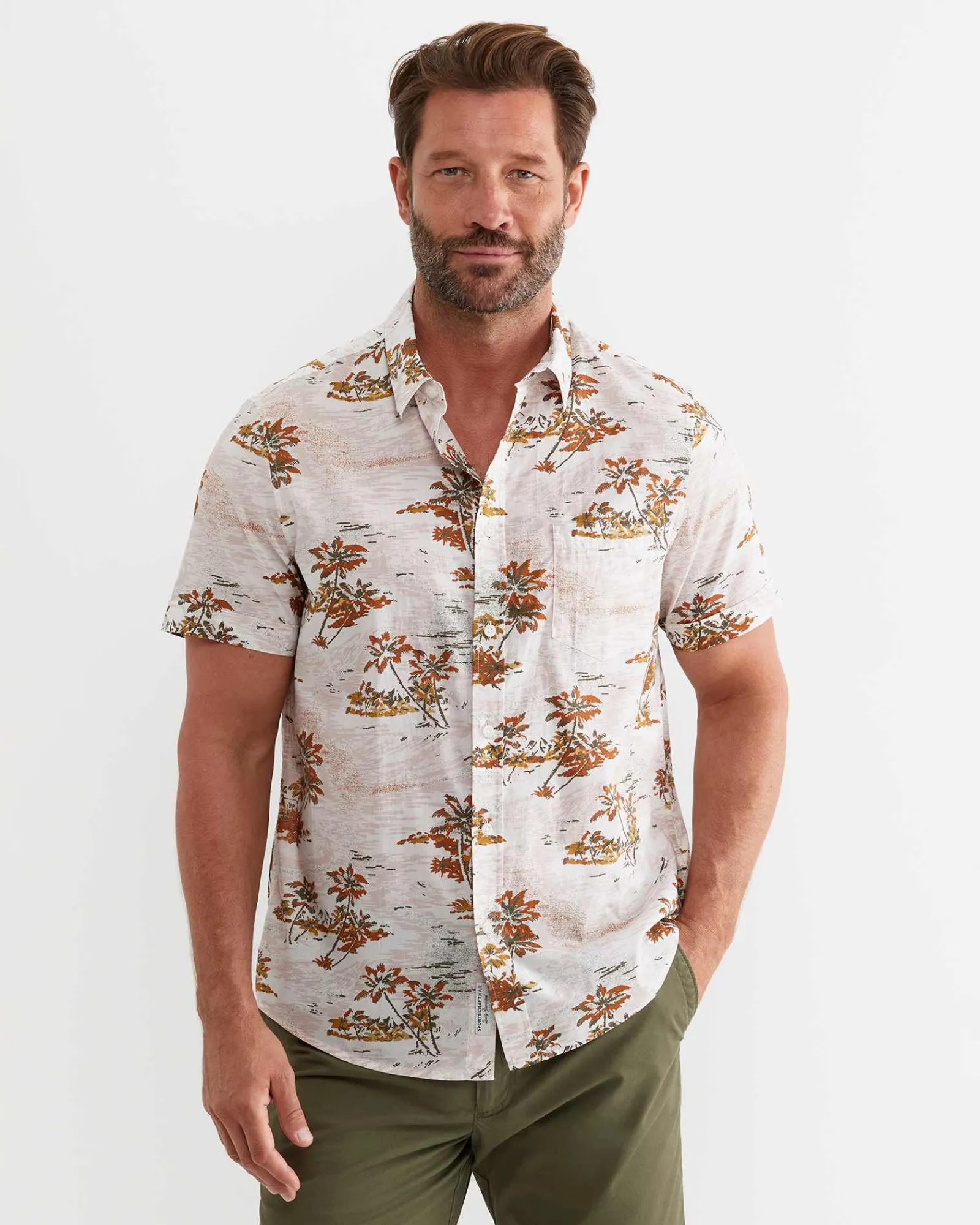 Clearance Sportscraft Somers Short Sleeve Cotton Shirt in Multi