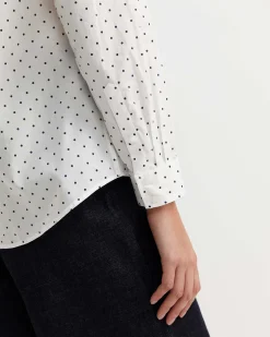 Discount Sportscraft Spot Long Sleeve Lily Voile Shirt in Whitenavy White/navy