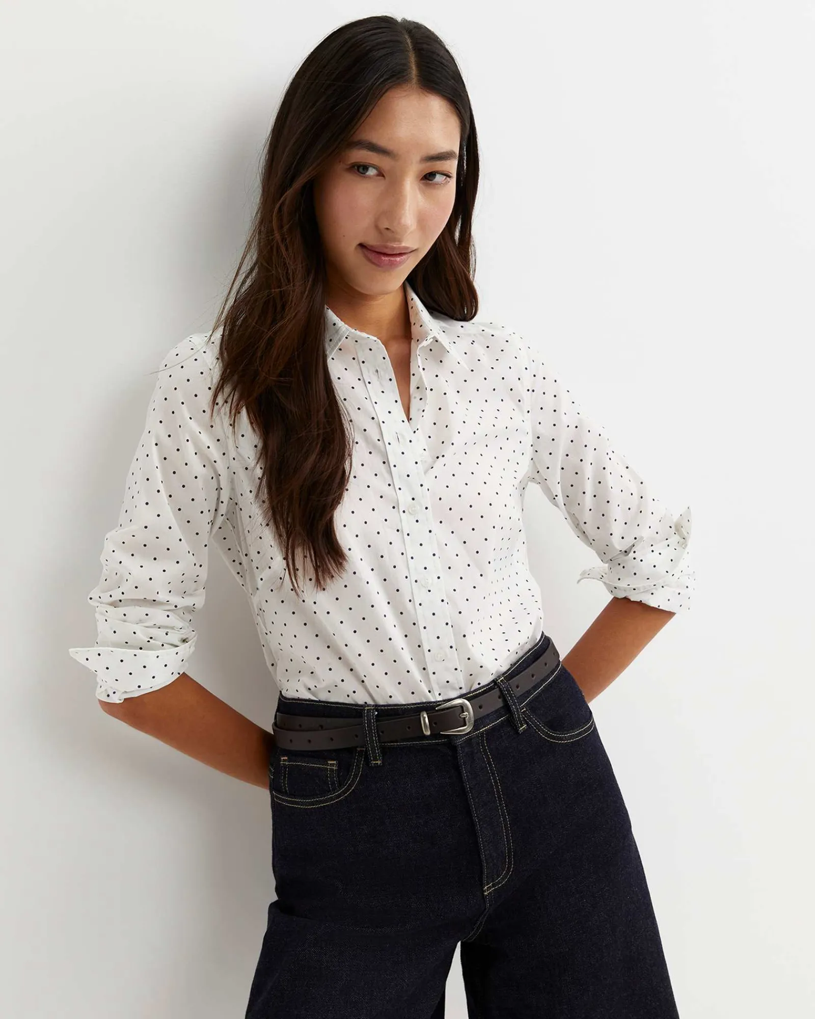 Discount Sportscraft Spot Long Sleeve Lily Voile Shirt in Whitenavy White/navy