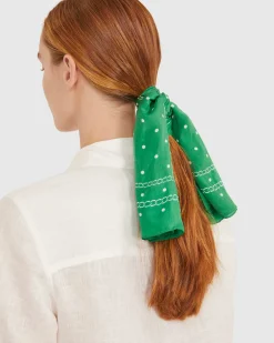 Fashion Sportscraft Spot Silk Scarf in Green
