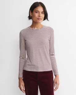 Fashion Sportscraft Stripe Lurex Long Sleeve Magic Tee in Wine