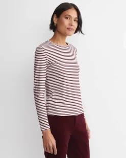 Fashion Sportscraft Stripe Lurex Long Sleeve Magic Tee in Wine