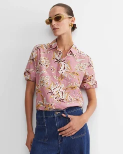 New Sportscraft Sue Paisley Long Sleeve Cotton Silk Shirt in Pink Multi PinkMulti