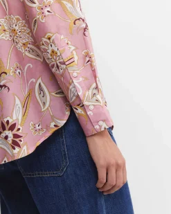 New Sportscraft Sue Paisley Long Sleeve Cotton Silk Shirt in Pink Multi PinkMulti