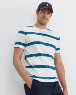 Fashion Sportscraft Sullivan Stripe Tee in Whiteteal White/teal