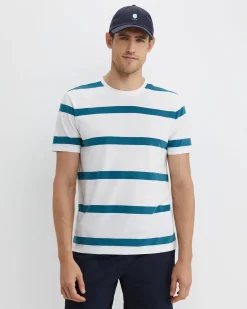 Fashion Sportscraft Sullivan Stripe Tee in Whiteteal White/teal