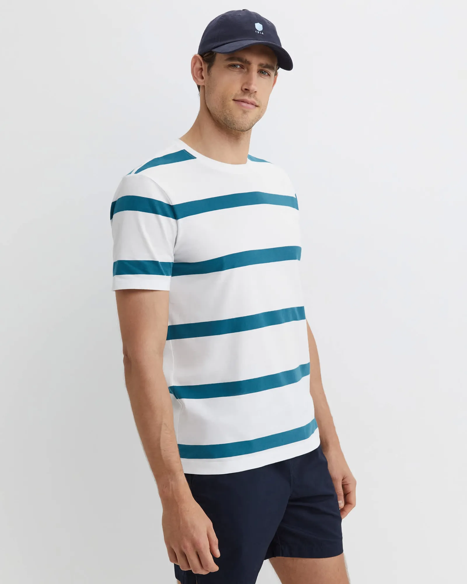 Fashion Sportscraft Sullivan Stripe Tee in Whiteteal White/teal
