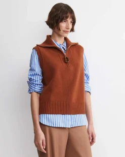 Hot Sportscraft Sunshine Collared Sleeveless Vest in Toffee