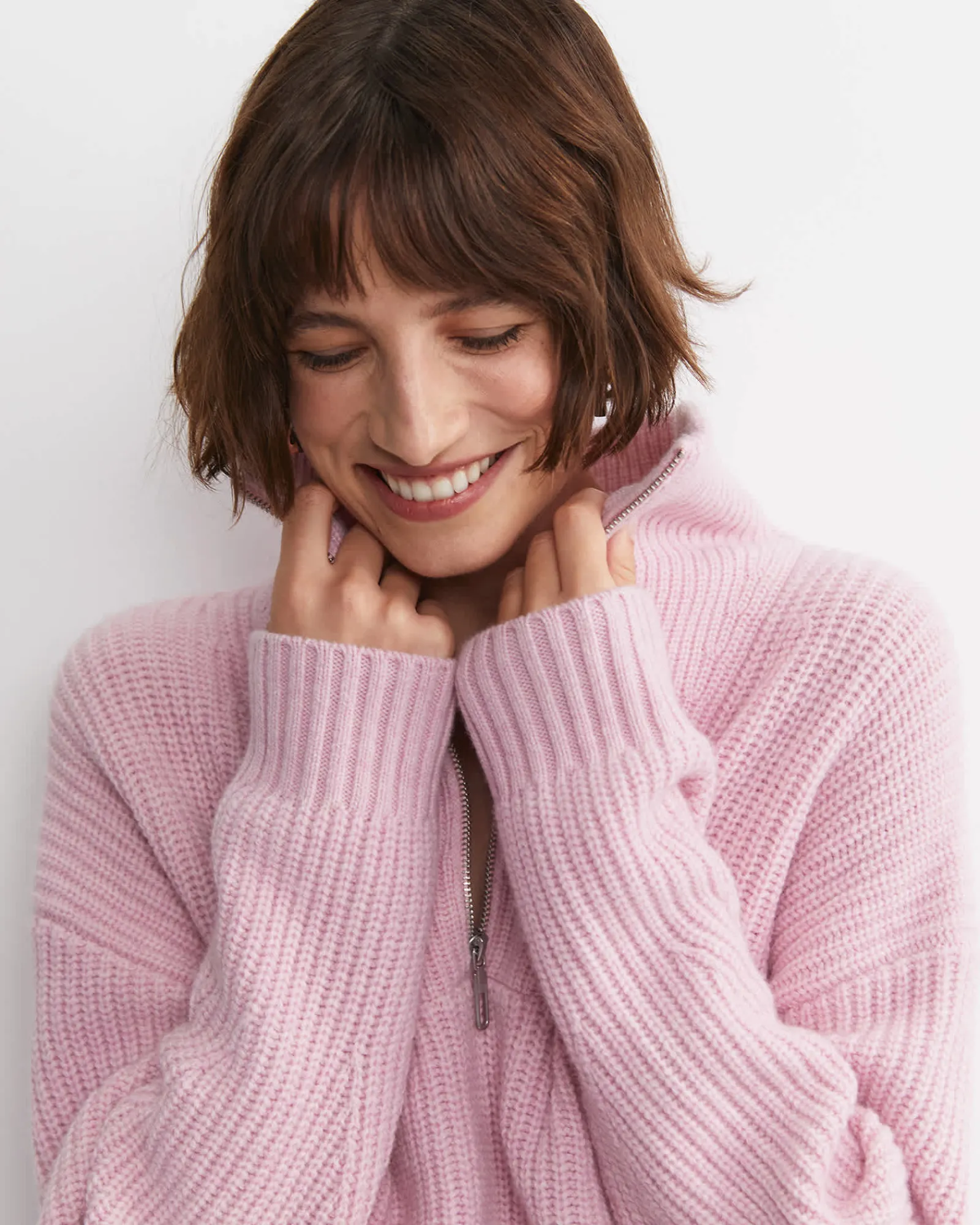 Best Sportscraft Sunshine Quarter Zip Knit in Soft Pink SoftPink