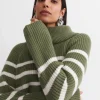 Hot Sportscraft Sunshine Stripe Turtleneck Sweater in Khakiwhite Khaki/white