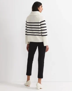 Discount Sportscraft Sunshine Stripe Turtleneck Sweater in Whitenavy White/navy