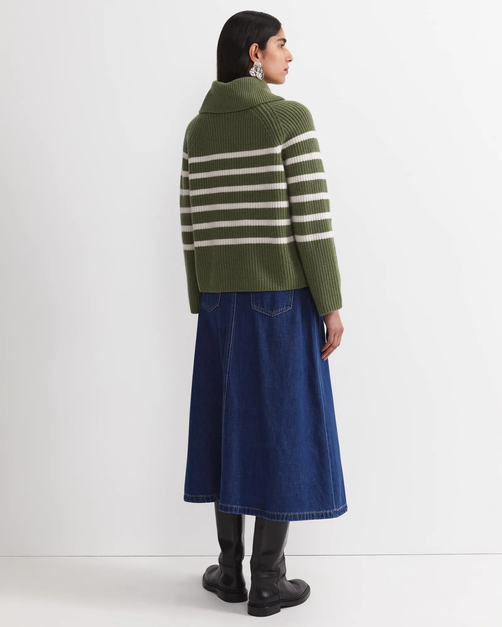 Hot Sportscraft Sunshine Stripe Turtleneck Sweater in Khakiwhite Khaki/white