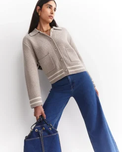 Fashion Sportscraft Sunshine Textured Stitch Cardigan in Mink
