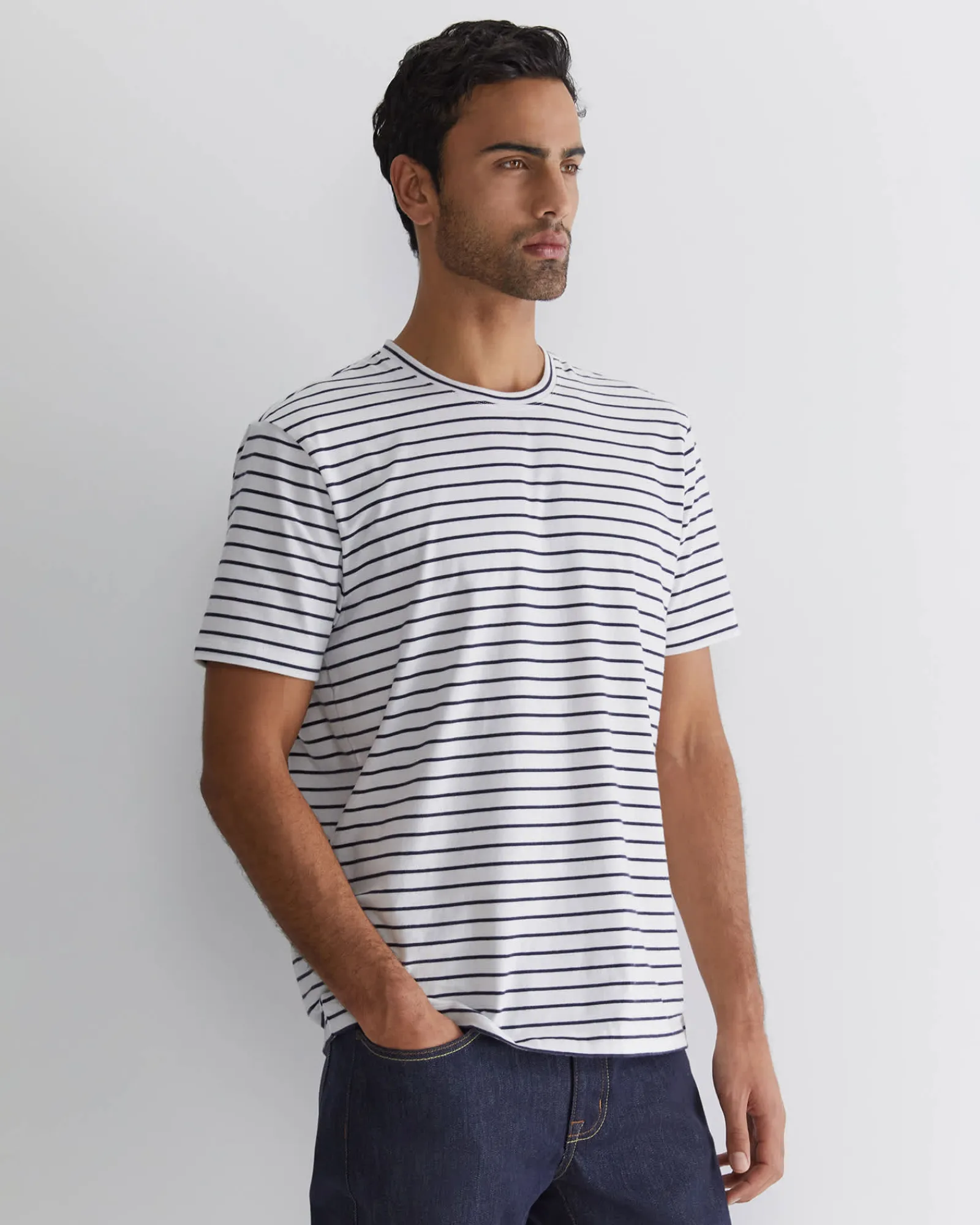 Sale Sportscraft Supersoft Stripe Tee in Whitenavy White/navy