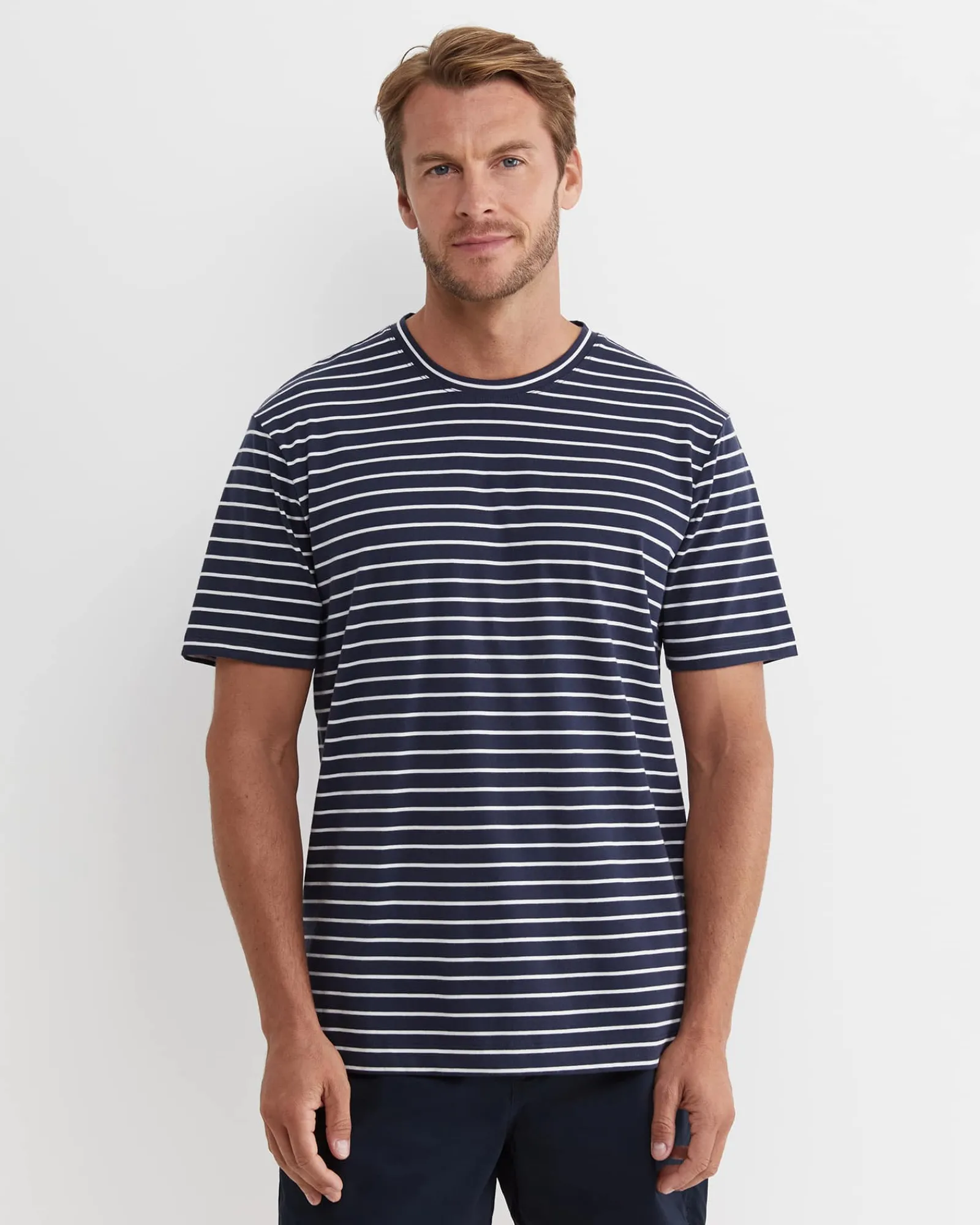 New Sportscraft Supersoft Tee in Navywhite Navy/white