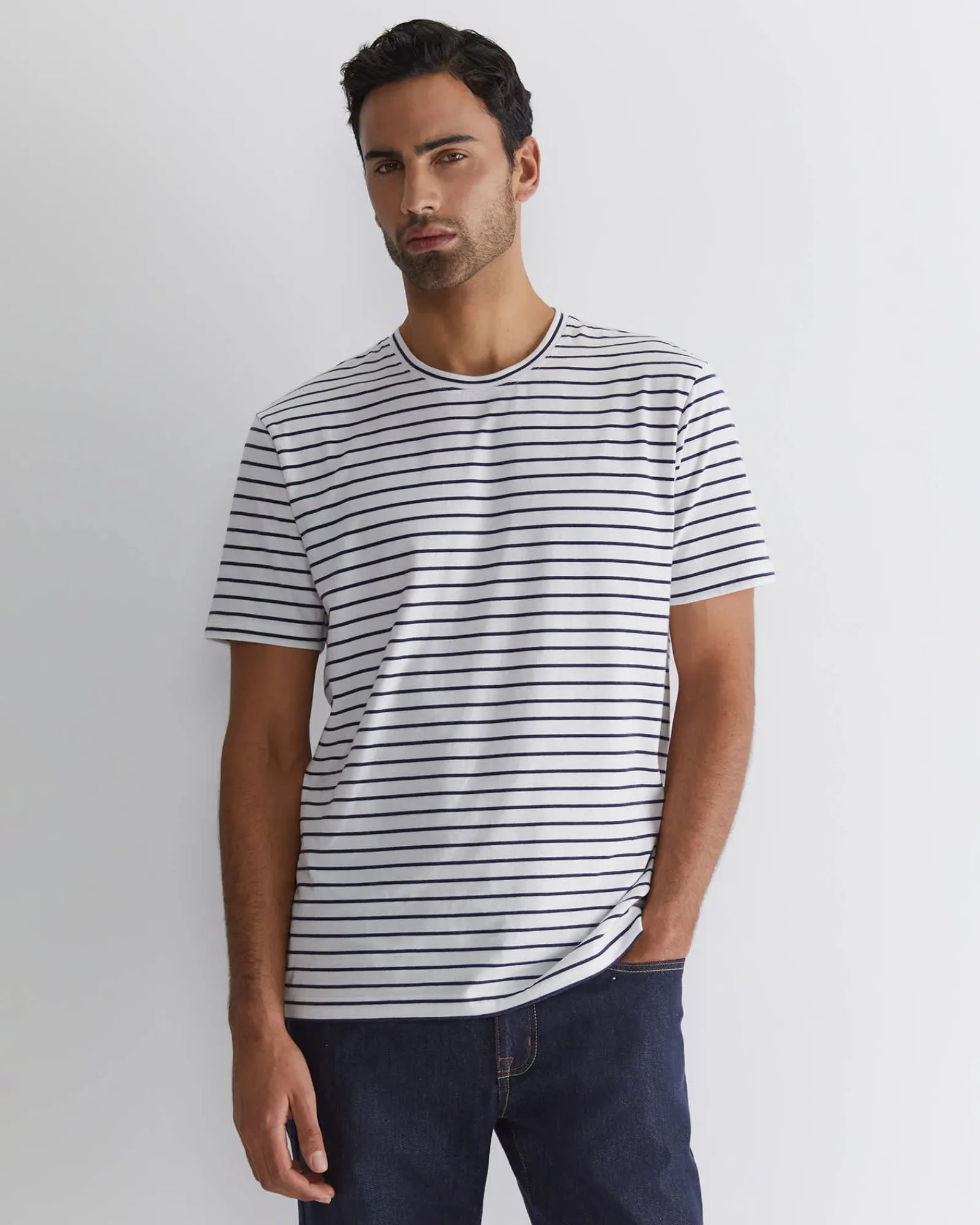 Clearance Sportscraft Supersoft Tee in Whitenavy White/navy